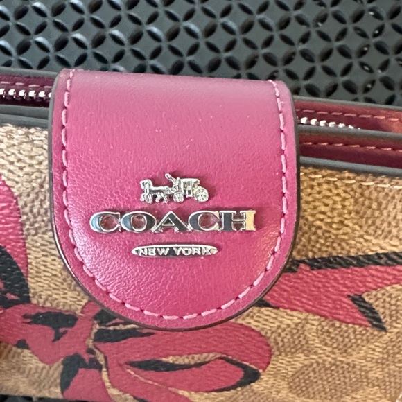 Coach Signature Canvas Wallet with Pink Bow Detail - Picture 2 of 4